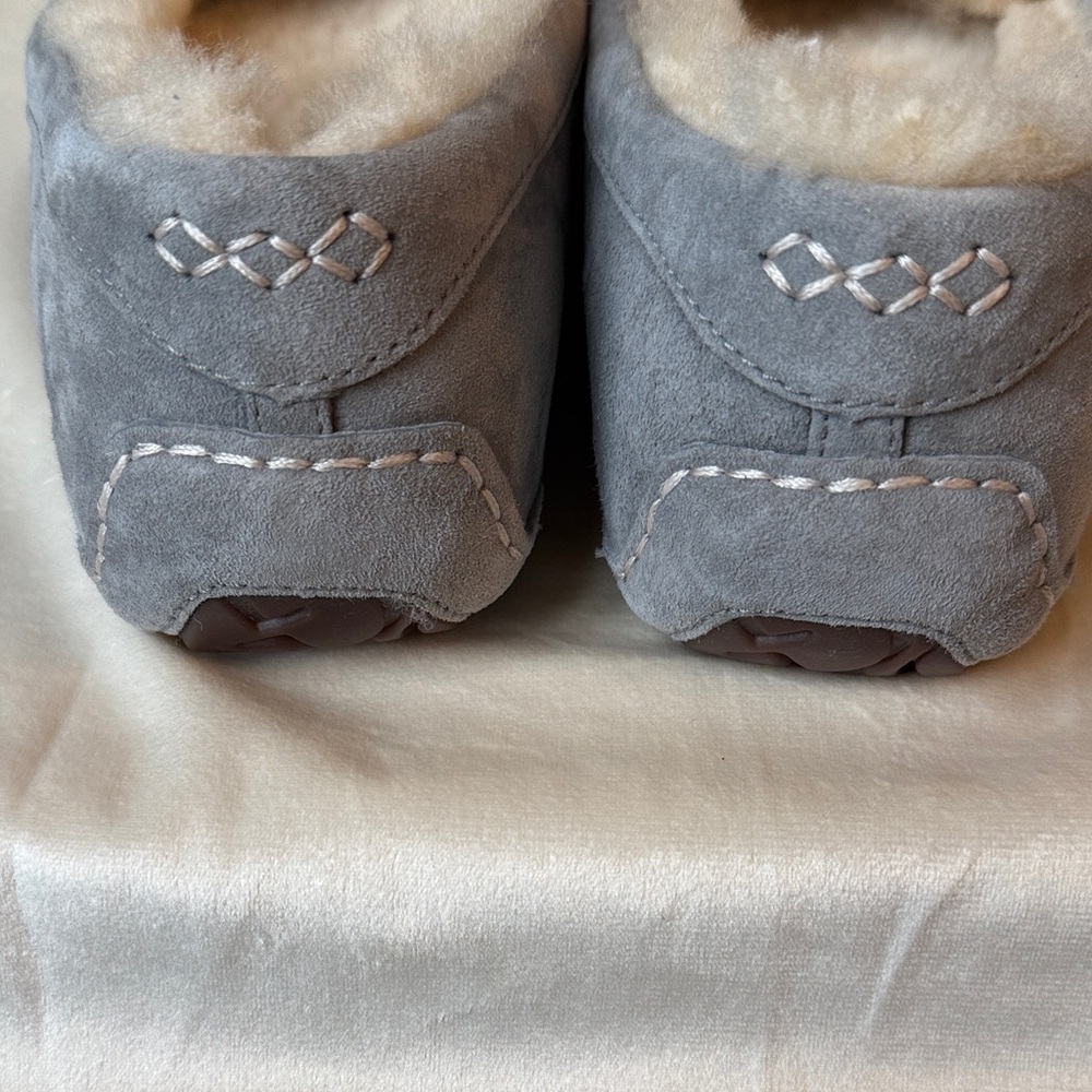 UGG Women’s Ansley Light Grey Suede & Sheepskin Slippers/Loafers - Picture 7 of 16